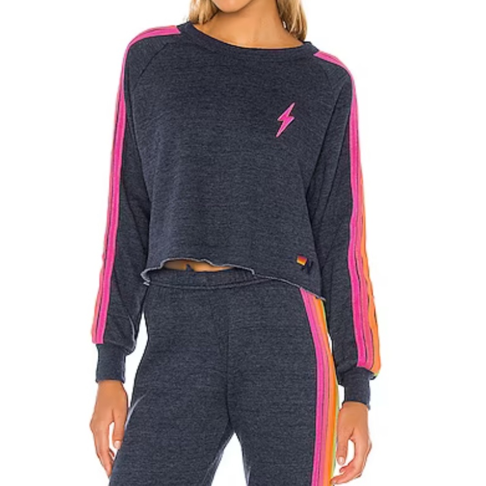 Aviator Nation Bolt Cropped Classic Crew